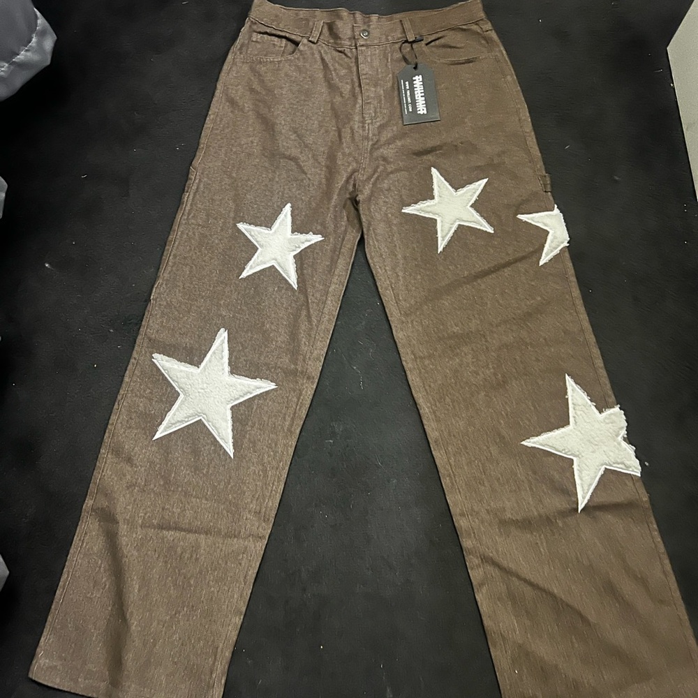 Brown Pants with White Star Accents